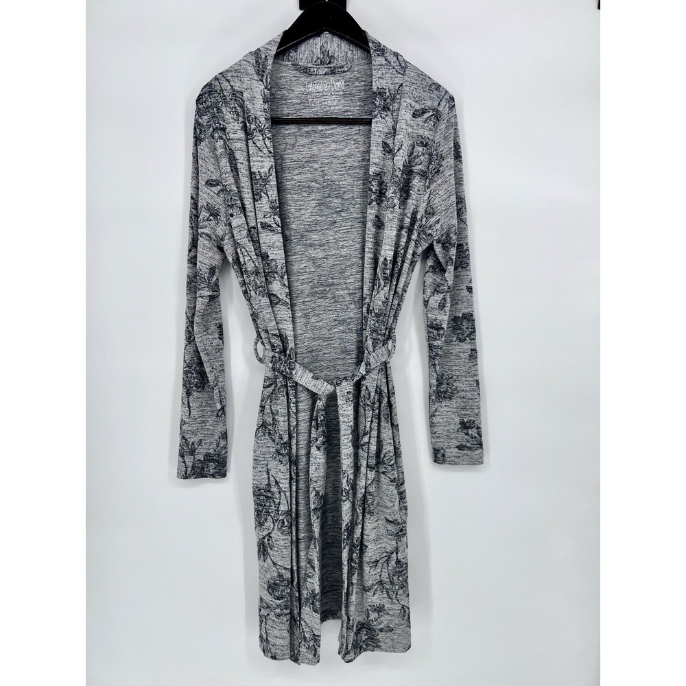 Latched Mama Maternity Robe Gray Floral Print Pockets Nursing Stretchy Size XS/S - Picture 11 of 12